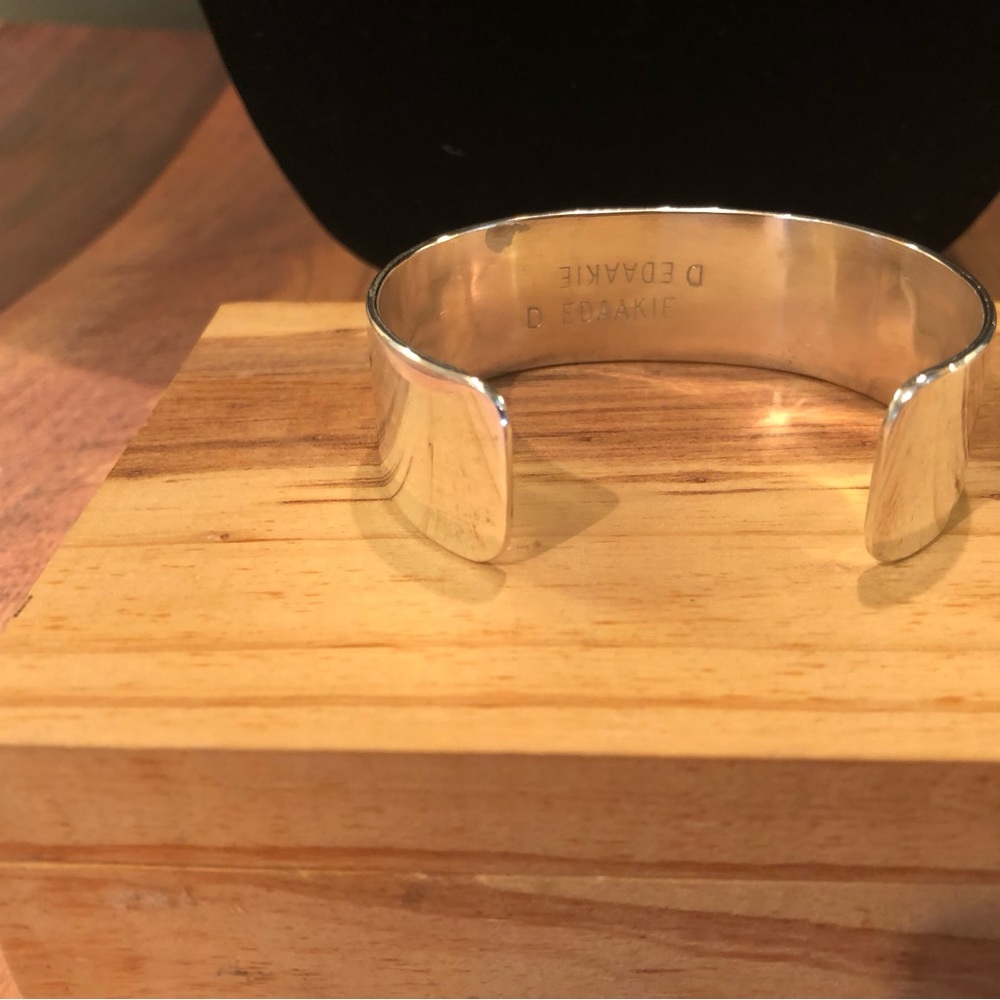 Native American Silver Cuff with Inlay - Picture 3 of 5
